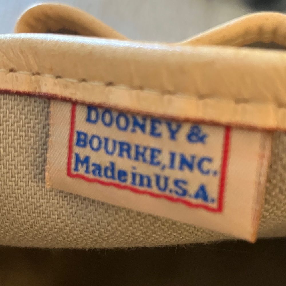 Dooney & Bourke Beige Logo Canvas Tote with Tan Leather Trim - Picture 4 of 8